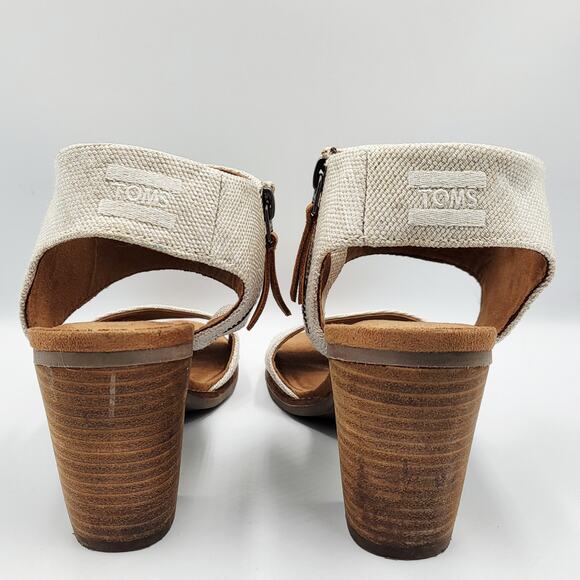 TOMS Majorca Cutout Natural Cream Color Block Heel Sandals Women's Size 9.5 - Picture 8 of 11